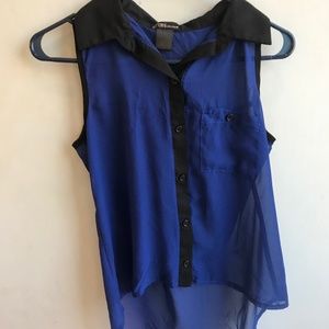 Sheer Blue & Black Grass Collection Tank